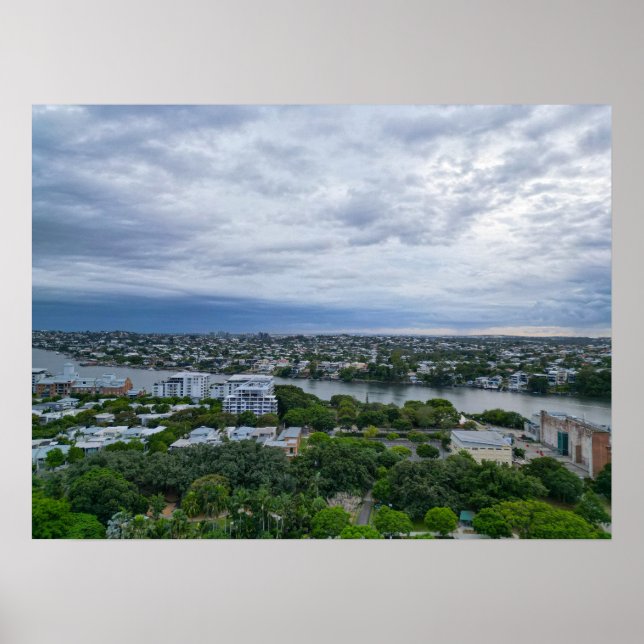 Affiche Vue aérienne de la rivière Brisbane depuis une nou (Devant)