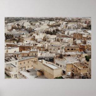 AFFICHE VUE AÉRIENNE DE LA VILLE EN JOURNÉE