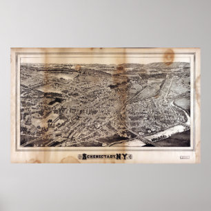Affiche Vue aérienne de Schenectady, New York (1882)