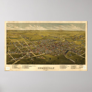 Affiche Vue aérienne de Somerville, New Jersey (1882)