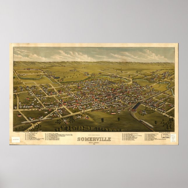 Affiche Vue aérienne de Somerville, New Jersey (1882) (Devant)