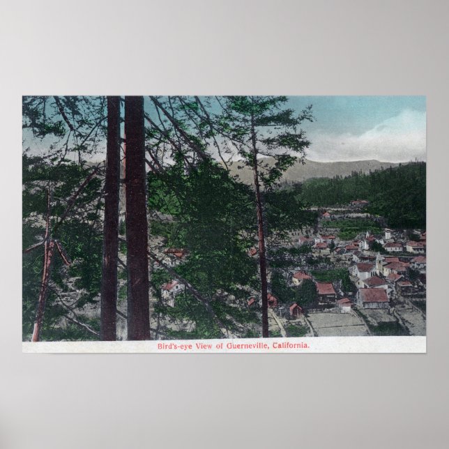Affiche Vue aérienne de TownGuerneville, CA (Devant)