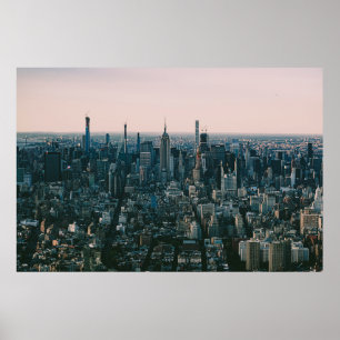 AFFICHE VUE AÉRIENNE DES BÂTIMENTS DE LA VILLE EN JOURNÉE