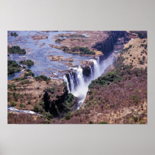 Affiche Vue aérienne des chutes Victoria - Zimbabwe, Afriq