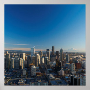 Affiche Vue aérienne d'horizon de ville de Seattle