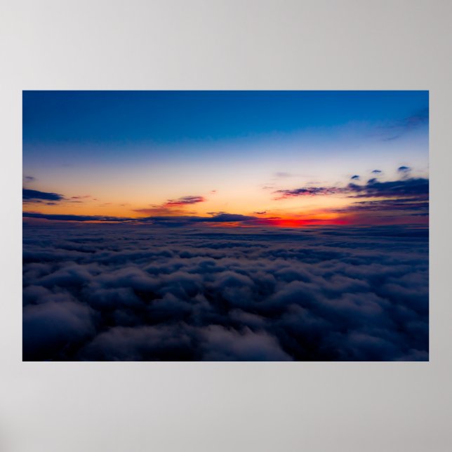 Affiche Vue aérienne du coucher de soleil sur les Blue Rid (Devant)