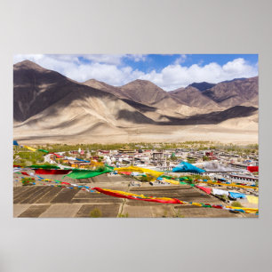 Affiche Vue aérienne du monastère de Samye - Tibet, Asie