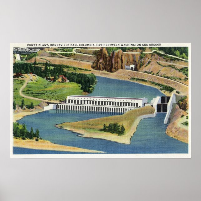 Affiche Vue aérienne du Plante électrique du barrage de Bo (Devant)