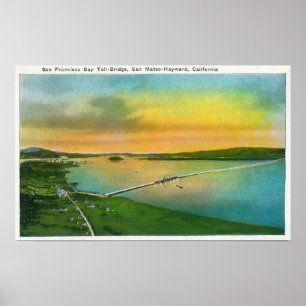 Affiche Vue aérienne du pont de baie à Hayward, CA