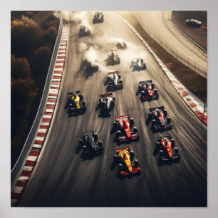 Affiche Vue aérienne d'une course de Formule 1