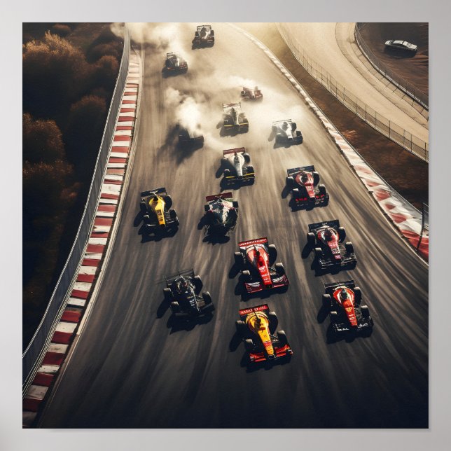 Affiche Vue aérienne d'une course de Formule 1 (Devant)