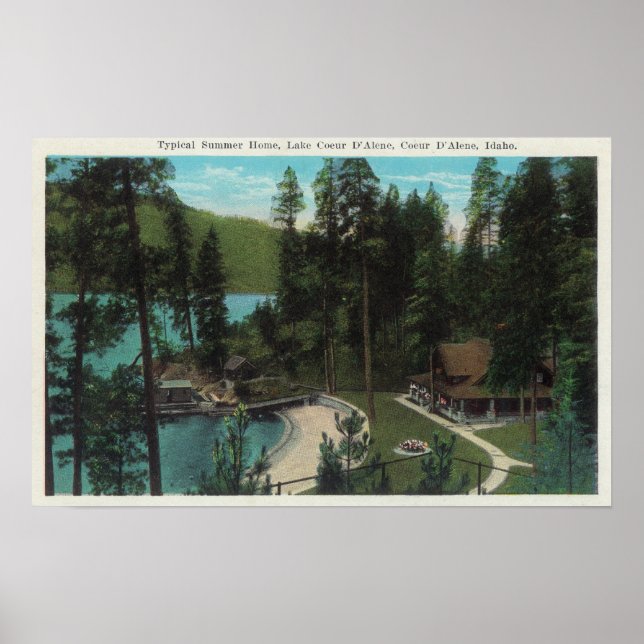 Affiche Vue aérienne d'une maison d'été typique sur (Devant)