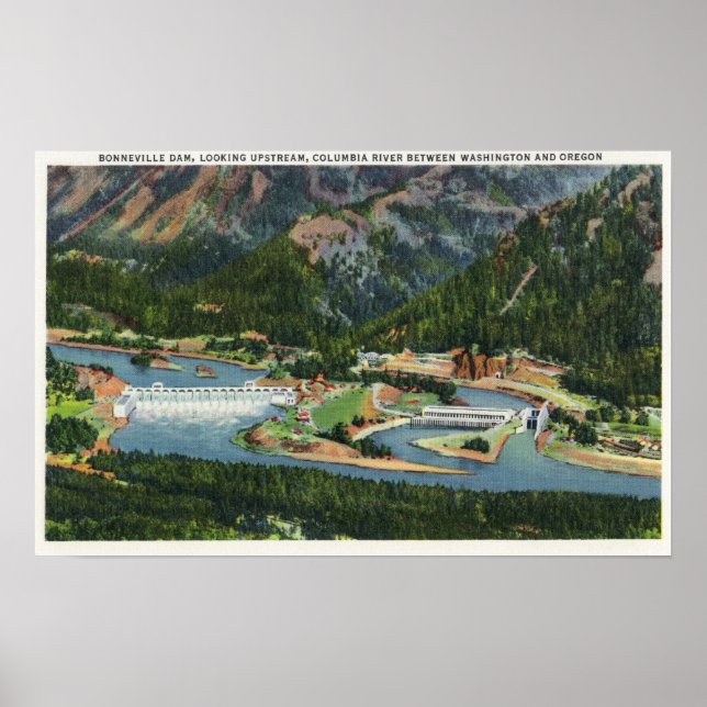 Affiche Vue aérienne En amont de la Bonneville (Devant)