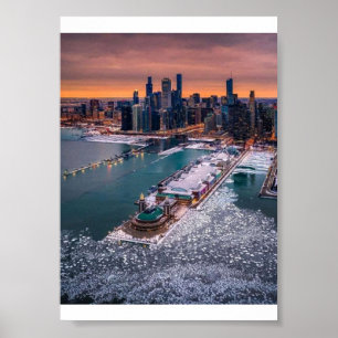 Affiche Vue aérienne époustouflante de la skyline de Chica