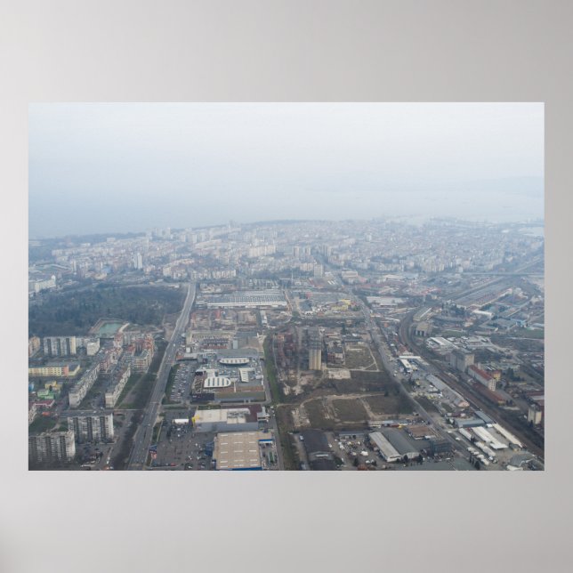 Affiche Vue aérienne sur Burgas City, Bulgarie (Devant)