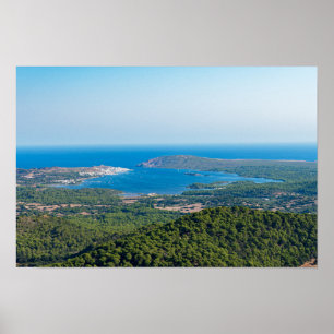 Affiche Vue aérienne sur Menorca depuis le sommet de Monte