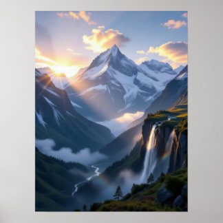 Affiche Vue alpine à couper le souffle