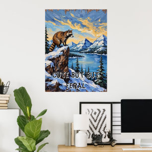 Affiche Vue arctique : Raccoon au-dessus du lac Ice
