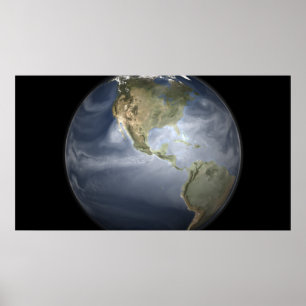 Affiche Vue complète de la Terre montrant la vapeur d'eau