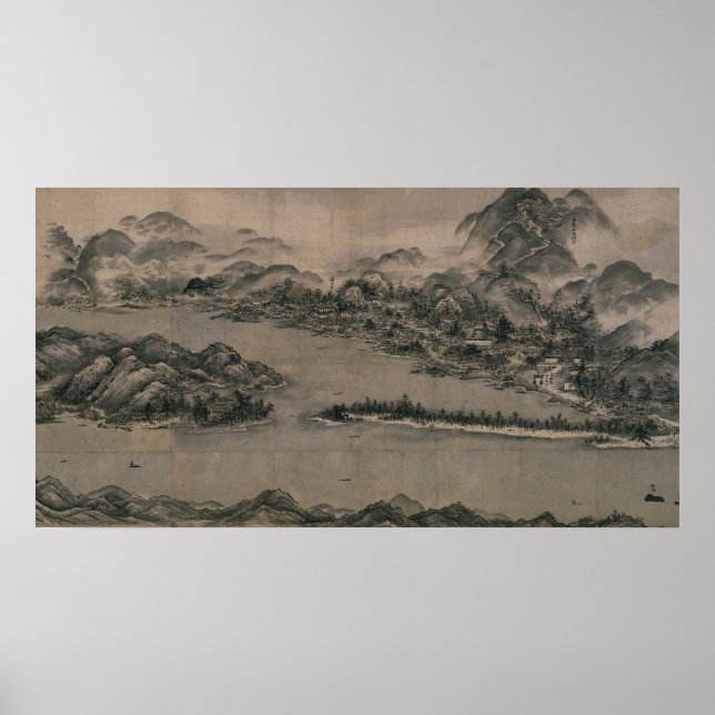 Affiche Vue d'Ama-no-Hashidate par Sesshu Tōyō (Devant)