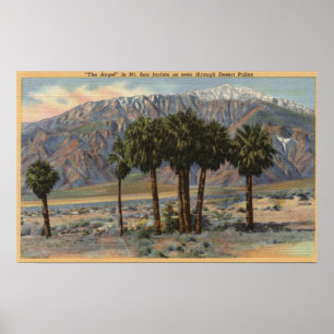 Affiche Vue d'ange de Mt. San Jacinto par des palmiers