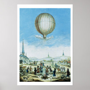 Affiche Vue d'Annonay dans Vivarais et le premier vol o