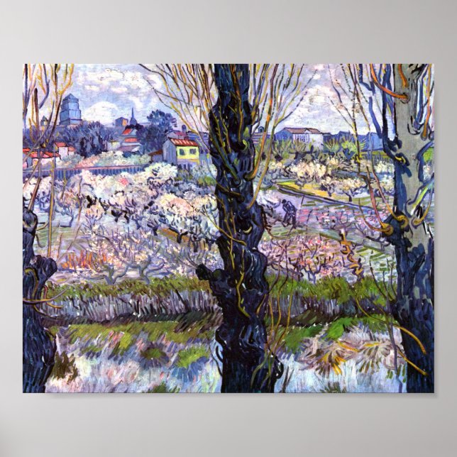 Affiche Vue d'Arles, vergers à fleurs (1889) Van Gogh (Devant)
