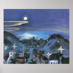 Affiche Vue de Barcelone la nuit par Walter Gramatte