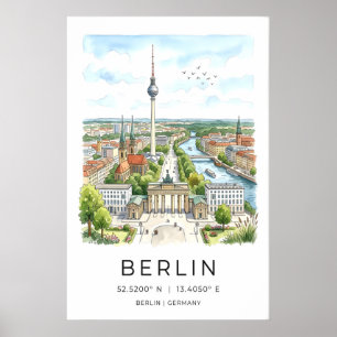 Affiche Vue de Berlin - Panorama dessiné à la main avec