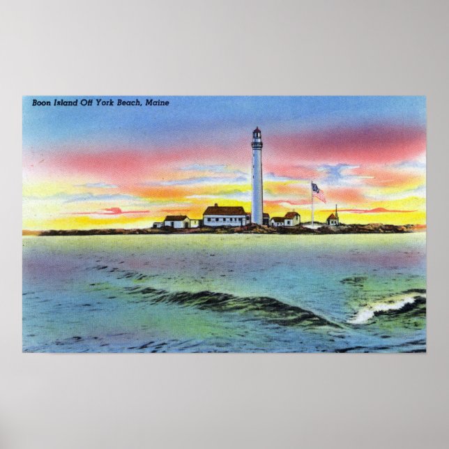Affiche Vue de Boon Island et du phare de York (Devant)
