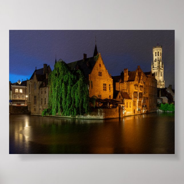 Affiche Vue de Bruges de nuit (Devant)