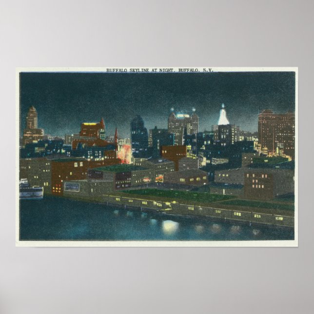 Affiche Vue de Buffalo Skyline la nuit (Devant)