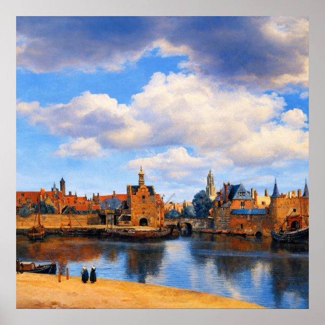 Affiche Vue de Delft par Johannes Vermeer (Devant)