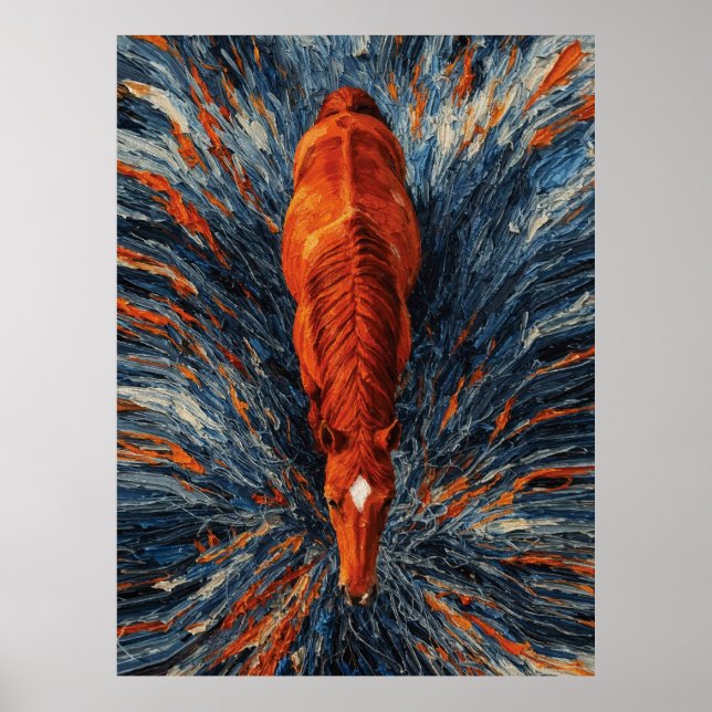 Affiche Vue de dessus de cheval radieux Abstrait vibrant à (Devant)