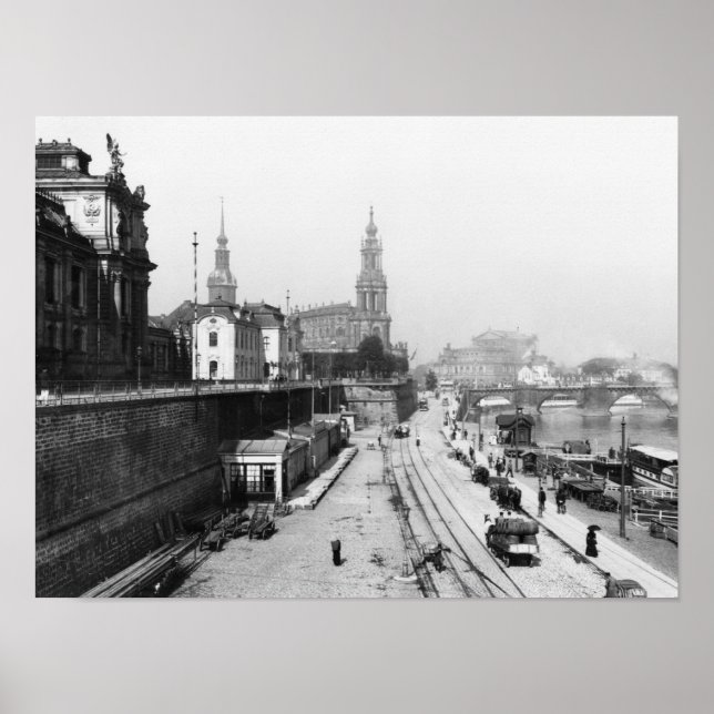 Affiche Vue de Dresde depuis la Bruehlsche Terrasse (Devant)