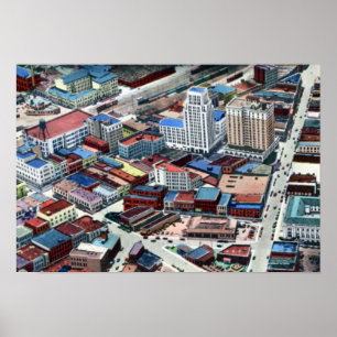 Affiche Vue de Durham la Caroline du Nord Birdseye