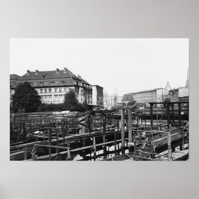 Affiche Vue de 'Fischerinsel', Berlin, vers 1910 (Devant)