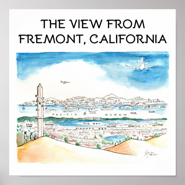 Affiche Vue De Fremont, Californie (Devant)