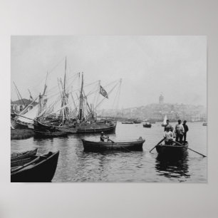 Affiche Vue de Galata à Istanbul depuis le port de Sirkeci