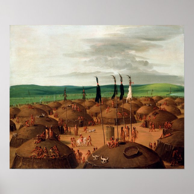 Affiche Vue de George Catlin Bird sur le Mandan (Devant)