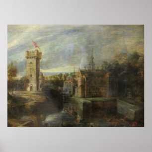 Affiche Vue de Het Steen au début du matin