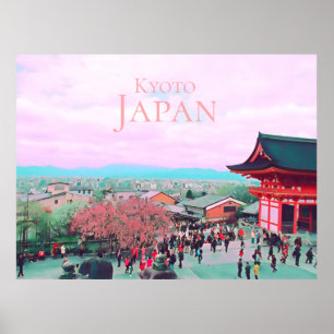 Affiche Vue de Kyoto Japon de temple de Kiyomizu-dera