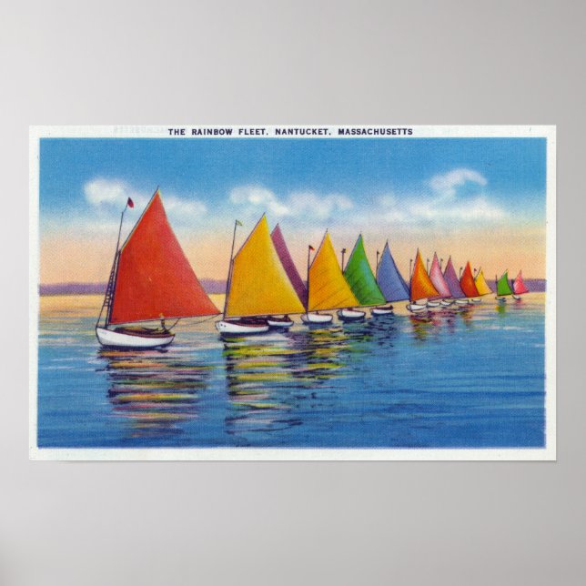 Affiche Vue de la flotte de bateaux à voile arc-en-ciel (Devant)