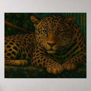 Affiche Vue de la jungle - Léopard au repos dans la nature