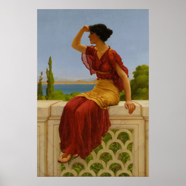 Affiche Vue de la mer Méditerranée de style classique vint (Devant)