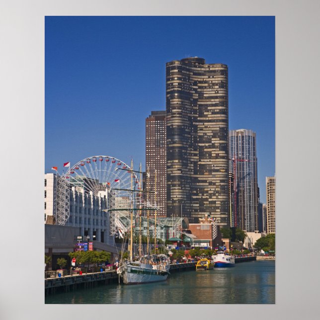 Affiche Vue de la Navy Pier de Chicago (Devant)