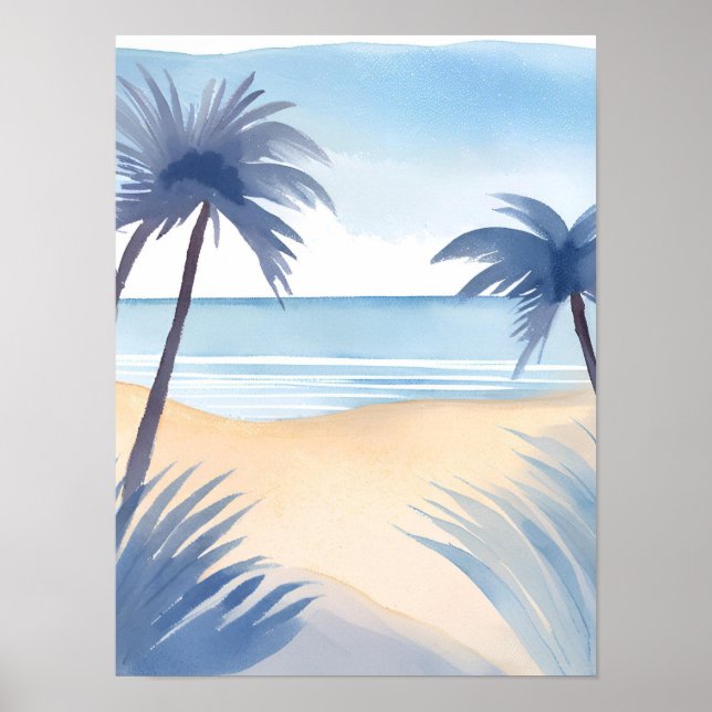 Affiche Vue de la plage du golfe d'Amérique dans des nuanc (Devant)