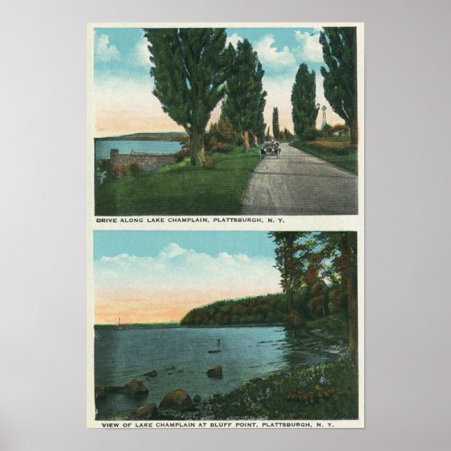 Affiche Vue de la promenade du lac Champlain (Devant)