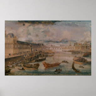 Affiche Vue de la Seine, le grand Galerie du Louvre