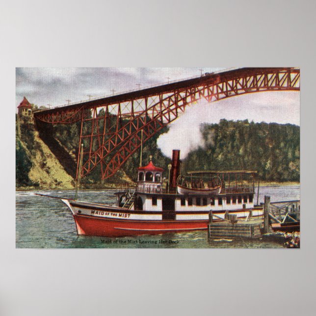 Affiche Vue de la servante du bateau de plaisance quittant (Devant)